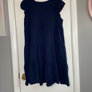 Navy Blue Ruched Flowy Dress